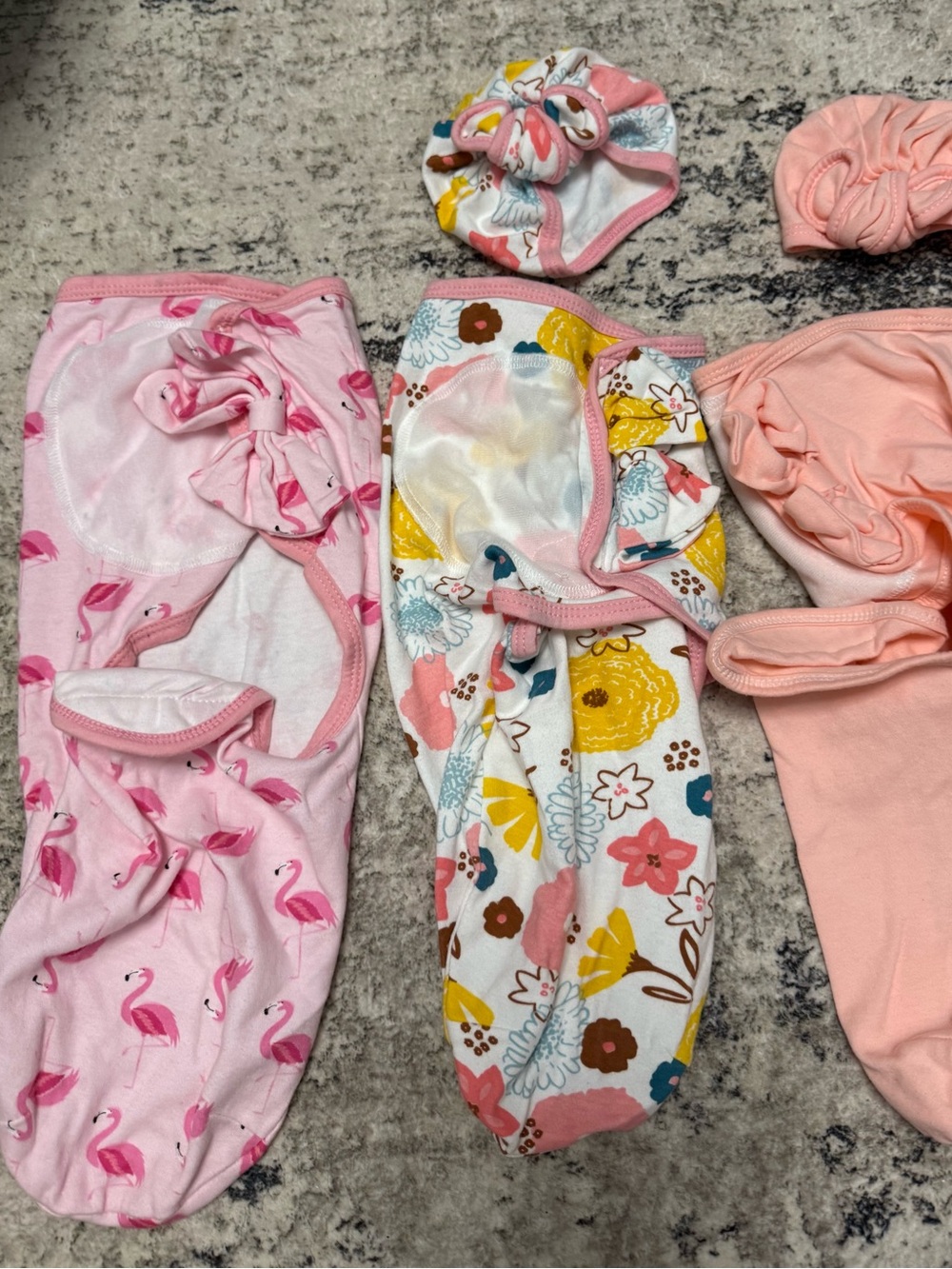 Pink Flamingo & Floral Infant Swaddle Set - Soft Pink, Coral, Yellow